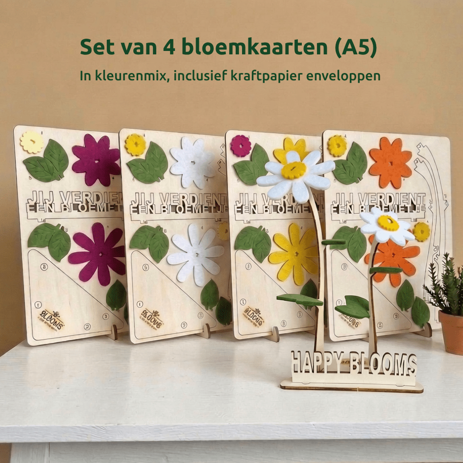 Happy Blooms - Duo 'Happy Blooms' (set van 4) - duurzaam bloem- & plantcadeau | Blooms out of the Box