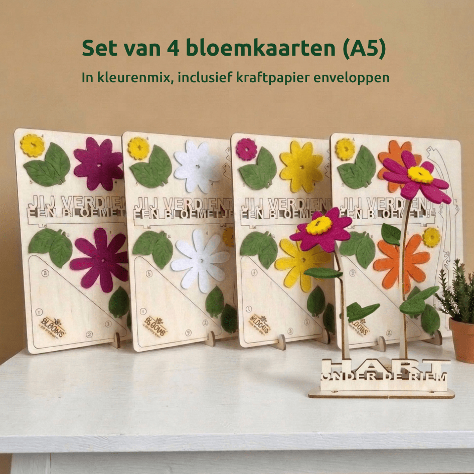 Happy Blooms - Duo 'Hart onder de riem' (set van 4) - duurzaam bloem- & plantcadeau | Blooms out of the Box